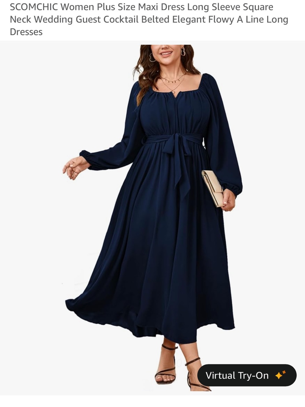 Navy Plus Size Maxi Dress with Belt